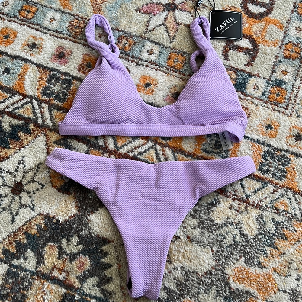 NWT Zaful Scoop Neck Lilac Two Piece Bikini